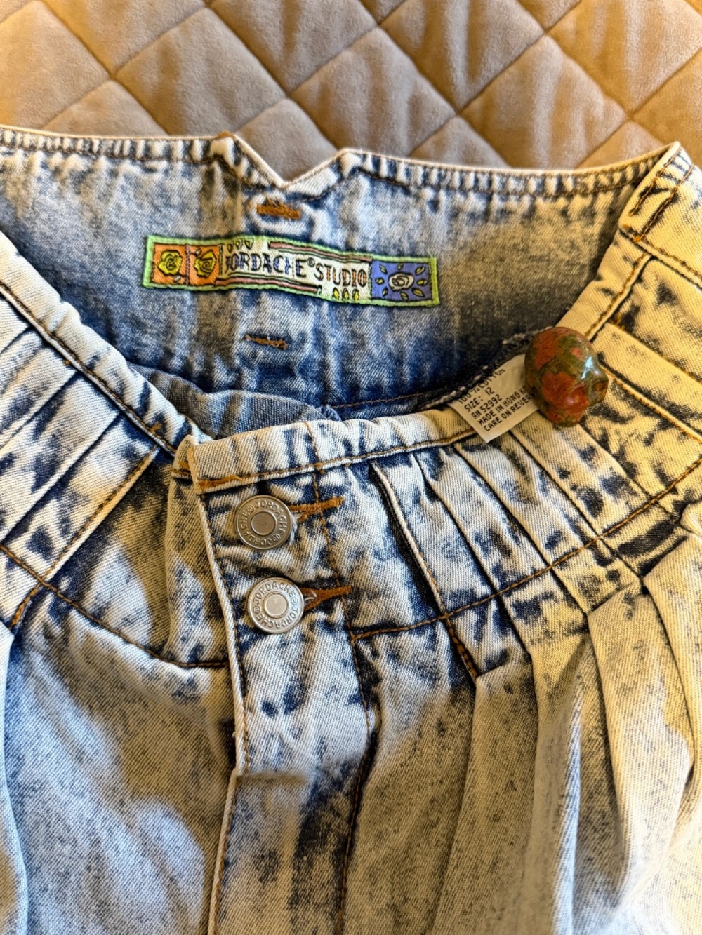 Vintage 1980s Jordache Studio High-Waisted Pleated Acid-Wash Jeans